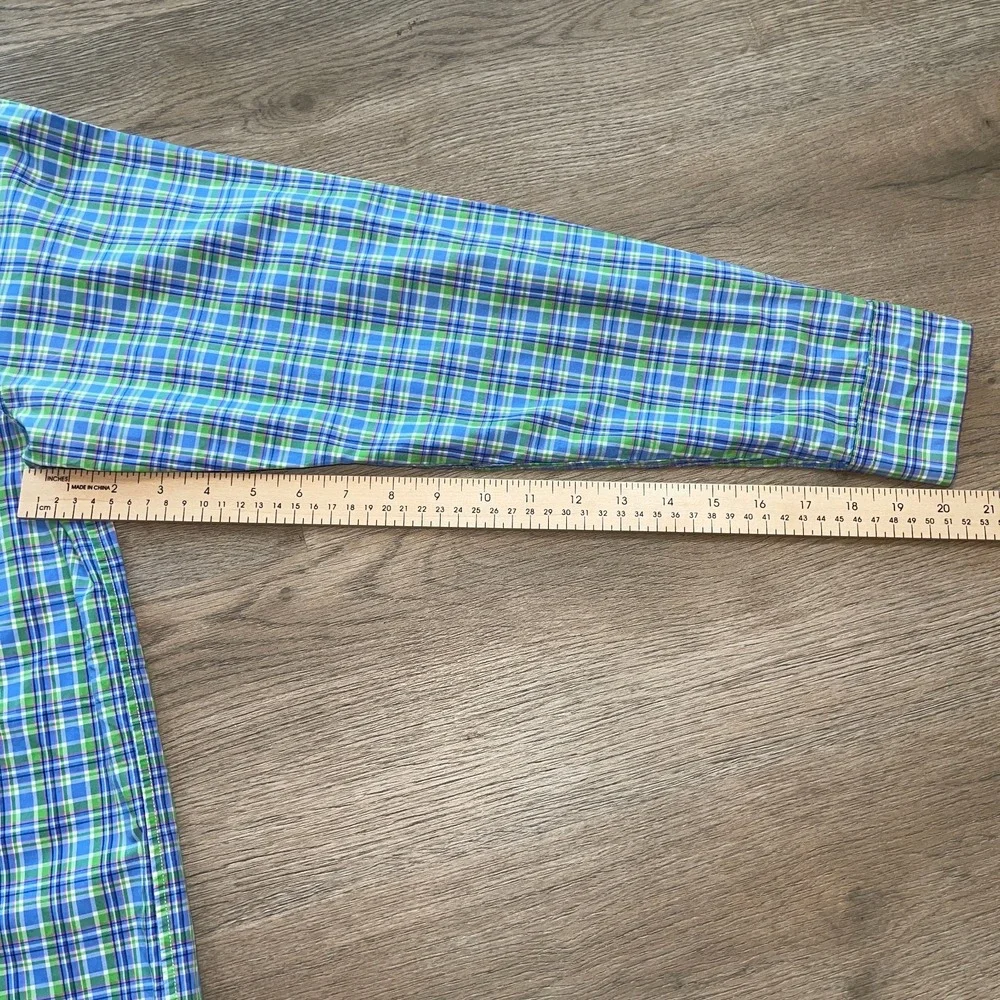 Ralph Lauren Boys XL 18-20 Plaid Button Down Shirt Blue Green Long Sleeve